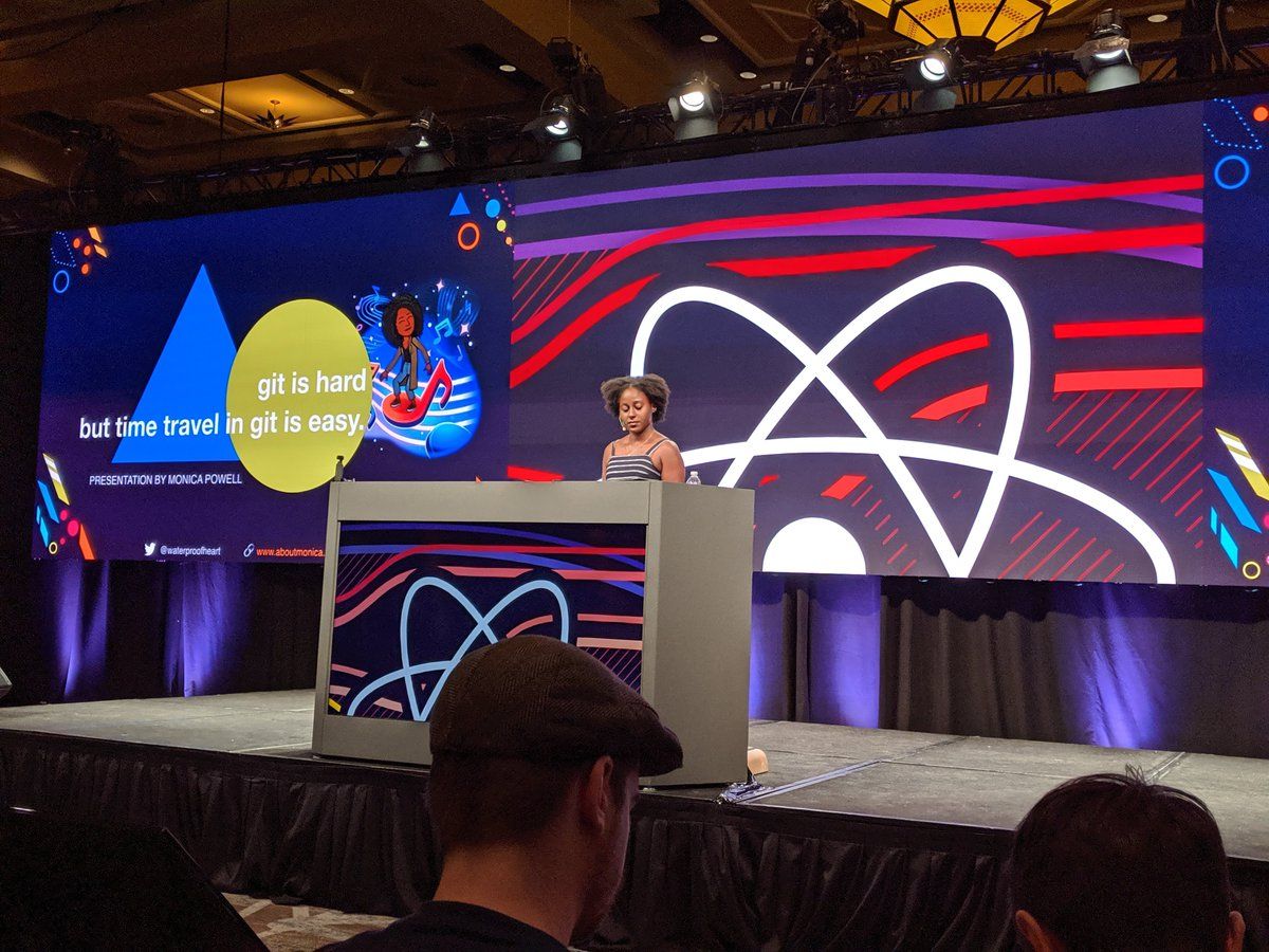 Monica speaking at React Conf